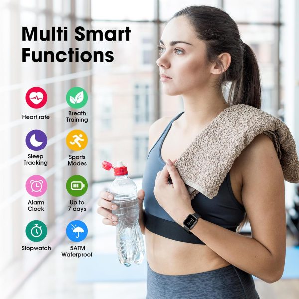 Fitness Tracker Watch with Heart Rate Monitor, Large Screen Activity Tracker with Pedometer, Sleep Monitor, Calories & Step Counter, 5ATM Waterproof Smart Watch for Women Men Fitness Watch for Sports - Image 3