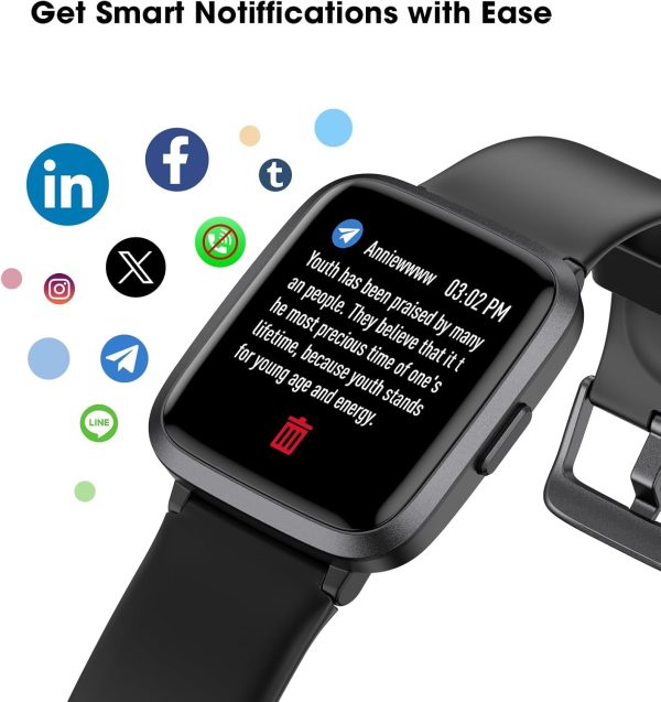 Fitness Tracker Watch with Heart Rate Monitor, Large Screen Activity Tracker with Pedometer, Sleep Monitor, Calories & Step Counter, 5ATM Waterproof Smart Watch for Women Men Fitness Watch for Sports - Image 5