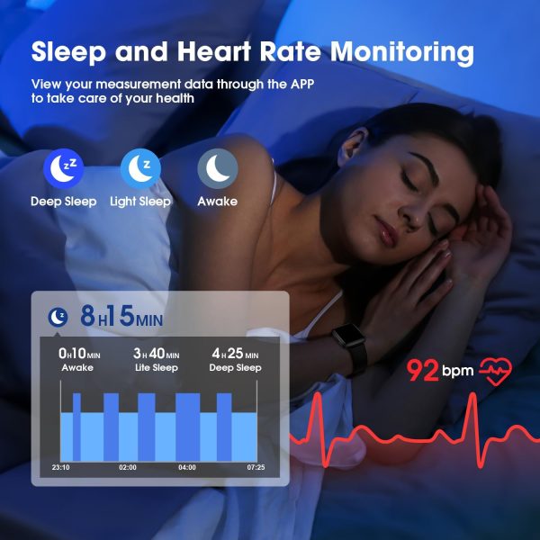 Fitness Tracker Watch with Heart Rate Monitor, Large Screen Activity Tracker with Pedometer, Sleep Monitor, Calories & Step Counter, 5ATM Waterproof Smart Watch for Women Men Fitness Watch for Sports - Image 7