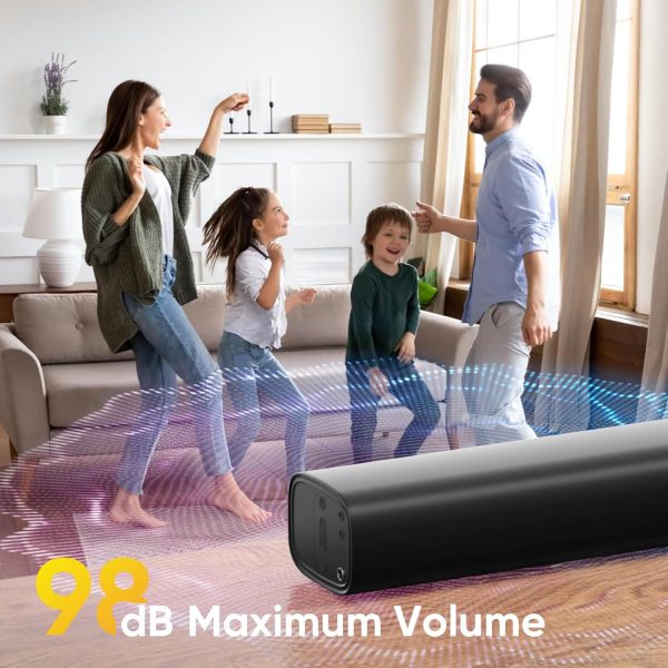 Sound Bar for Smart TV, Soundbar TV Speakers with Customized Bass Reflector, Compact Design and Easy Set up, Home Audio Surround Sound System for TV PC Projector, Wall Mountable - Image 3