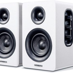 SW208 3" Active Bluetooth 5.0 Bookshelf Speakers – 60W Carbon Fiber Speaker Unit - Built-in 24bit DAC Dynamic 3D Surround Sound 2.0 Computer PC Monitor Gaming (Pair, White)