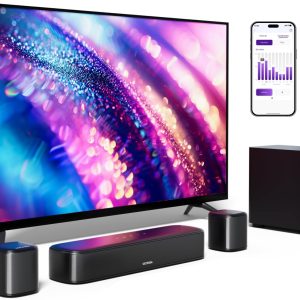 ULTIMEA 5.1 Sound Bar with Virtual Surround Sound System for TV, Sound Bar for Smart TV with 2 Surround Speakers for Home Theater, App Control, Wired Subwoofer, Peak Power 250W, Opt/AUX/BT, Aura A30