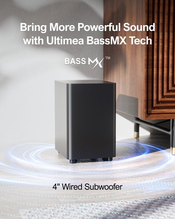 ULTIMEA 5.1 Sound Bar with Virtual Surround Sound System for TV, Sound Bar for Smart TV with 2 Surround Speakers for Home Theater, App Control, Wired Subwoofer, Peak Power 250W, Opt/AUX/BT, Aura A30 - Image 4
